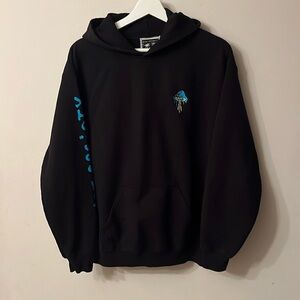 Riot Society Mens Black Hoodie Embroidered Mushroom Size M